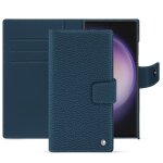 �tui portefeuille cuir samsung galaxy s24 ultra - rabat portefeuille - bleu - cuir grain� - neuf
