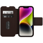 Etui strada coque pour iphone 14 plus, antichoc, anti - chute, cuir de qualit�, 2 porte - cartes, supporte ...