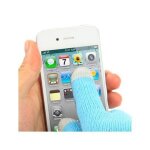 Gants tactiles pour cran digital tablettes smartphones bleu avec 3 doigts gris yonis - neuf