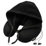 Hoodie coussin de voyage avec des couteurs bluetooth intgrs, noir - neuf