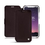Housse cuir apple iphone xs - rabat horizontal - marron envotant ( pantone #4e3629 ) - cuir saffiano ...