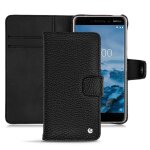 Housse cuir nokia 6 (2018) - rabat portefeuille - noir - cuir grain - neuf