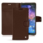 Housse cuir nokia 7 plus - rabat portefeuille - marron - cuir grain - neuf