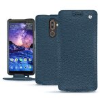 Housse cuir nokia 7 plus - rabat vertical - bleu - cuir grain - neuf