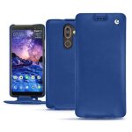Housse cuir nokia 7 plus - rabat vertical - bleu - cuir lisse - neuf