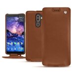 Housse cuir nokia 7 plus - rabat vertical - marron - cuir lisse - neuf