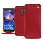 Housse cuir nokia 7 plus - rabat vertical - rouge - cuir lisse - neuf