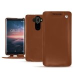 Housse cuir nokia 8 sirocco - rabat vertical - marron - cuir lisse - neuf
