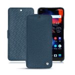 Housse cuir oneplus 6 - rabat horizontal - bleu - cuir grain - neuf