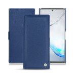 Housse cuir samsung galaxy note10 - rabat horizontal - bleu - cuir saffiano - neuf