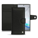 Housse cuir samsung galaxy note10 - rabat portefeuille - noir - cuir grain� - neuf