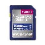 Integral insdx128g - 100v30 128gb sd card sdxc uhs - 1 u3 cl10 v30 up to 100mbs read 45mbs write 128 ...