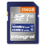 Integral insdx256g - 100v30 256gb sd card sdxc uhs - 1 u3 cl10 v30 up to 100mbs read 45mbs write 256 ...