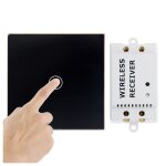 Interrupteur tactile simple voie sans fil rcepteur porte 30 mtres design noir yonis - neuf
