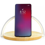 Lampe de chevet avec charge  induction bois livoo - neuf