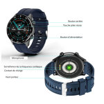 Montre connecte bluetooth multifonctions, bleu - neuf