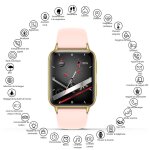 Montre connecte bluetooth multifonctions, rose - neuf