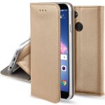 Moozy case flip cover pour huawei p smart, or - tui  rabat magntique intelligent avec porte - cartes ...