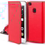 Moozy case flip cover pour huawei p9 lite, rouge - tui  rabat magntique intelligent avec porte - cartes ...