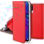 Moozy case flip cover pour huawei y6 2019, rouge - tui  rabat magntique intelligent avec porte - cartes ...
