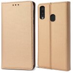 Moozy case flip cover pour samsung a20e, or - tui  rabat magntique intelligent avec porte - carte ...