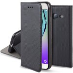 Moozy case flip cover pour samsung j3 2016, noir - tui  rabat magntique intelligent avec porte - cartes ...