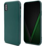 Moozy lifestyle. coque pour iphone x et iphone xs, vert fonc� - case en silicone liquide avec finition ...