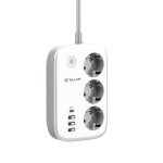 Multiprise wifi intelligente tellur, 3 prises, 2 * usb 2, 4a, pd30w, qc18w, 2500w, 10a, 2m - neuf