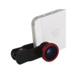 Objectif fisheye 3en1 grand angle 180 macro rouge smartphone universel tablette yonis - neuf
