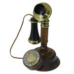 Opis 1921 cable c - t�l�phone r�tro en bois et metal avec cadran rotatif - neuf