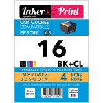 Pack de cartouches d'encre recyclées compatibles avec epson 16 xl (noir et couleurs) - neuf Pack de cartouches d'encre recyclées compatibles avec epson 16 xl (noir et couleurs) - neuf
