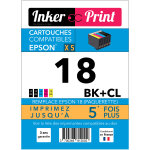 Pack de cartouches d'encre recyclées compatibles avec epson 18 xl (noir et couleurs) - neuf Pack de cartouches d'encre recyclées compatibles avec epson 18 xl (noir et couleurs) - neuf