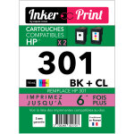 Pack de cartouches d'encre recycl�es compatibles avec hp 301 xl (noir et couleurs) - neuf