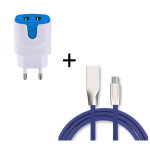 Pack chargeur micro usb pour smartphone (cable fast charge + double prise secteur couleur usb) android ...