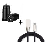 Pack chargeur micro usb pour smartphone (cable fast charge + mini double prise allume cigare usb) android ...