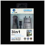 Pack chargeur pour smartphone android micro usb (cable chargeur + prise secteur + double allume cigare) ...