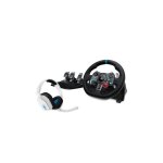 Pack logitech volant de course et pdalier g29 driving force pour ps5 ps4 pc mac noir + casque gaming ...