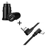 Pack pour smartphone type c (cable 90 fast charge + mini double prise allume cigare) - neuf Pack pour smartphone type c (cable 90 fast charge + mini double prise allume cigare) - neuf