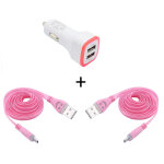 Pack voiture pour smartphone micro usb (2 cables smiley + double adaptateur led allume cigare) - neuf ...