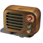 Petit haut - parleur bluetooth r�tro en bois et radio vhf (noyer) - neuf