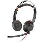 Poly blackwire 5220 casque avec fil arceau appels / musique usb type - c noir, rouge - neuf