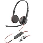 Poly micro - casque st�r�o usb - c blackwire 3225 + prise 3, 5 mm + adaptateur usb - c / a (lot) - neuf ...