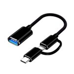 Riff v8 2in1 otg host cable type - c + connecteur micro usb m�le vers usb 3. 0 type a noir - neuf