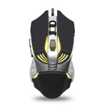 Souris gamer pc filaire usb 4000 dpi ordinateur lumi�re led 7 boutons noir jaune yonis - neuf