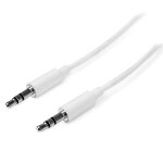 Startech. com c�ble audio st�r�o mini - jack 3. 5mm slim de 3 m - m�le / m�le - blanc - neuf