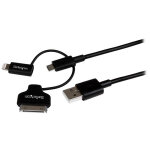 Startech. com cble combo usb vers lightning / dock 30 broches / micro usb de 1 m - noir - neuf