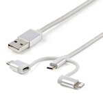 Startech. com cāble multi chargeur usb de 1 m - lightning usb - c micro - b - tressé - neuf Startech. com cāble multi chargeur usb de 1 m - lightning usb - c micro - b - tressé - neuf