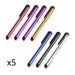 Stylet fin aluminium x5 pour smartphone tablette ecrire universel lot de 5 - neuf
