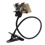 Support holder  pince smartphones long bras flexible plastique mtal noir yonis - neuf