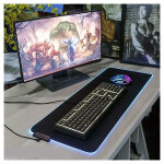 Tapis de souris led gamer clavier bureau 7 couleurs deperlant 30x78cm (noir) - neuf